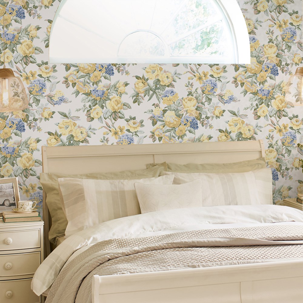 Pembrey Floral Wallpaper 118470 by Laura Ashley in Pale Gold